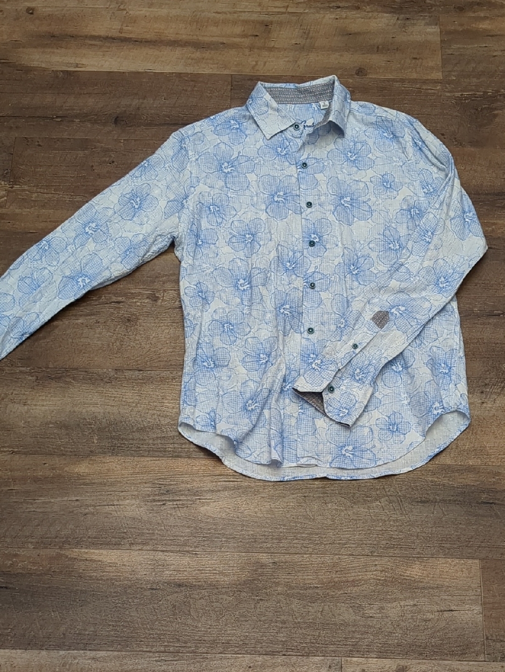Robert Graham White and Light Blue Floral Button-Down Shirt